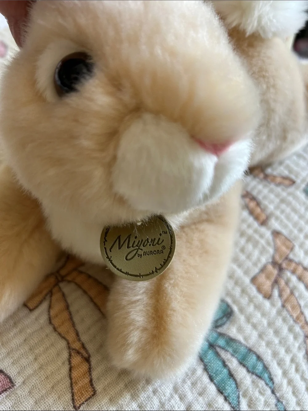 Miyani by Aurora Beige Plush Bunny with soft cotton tail.
